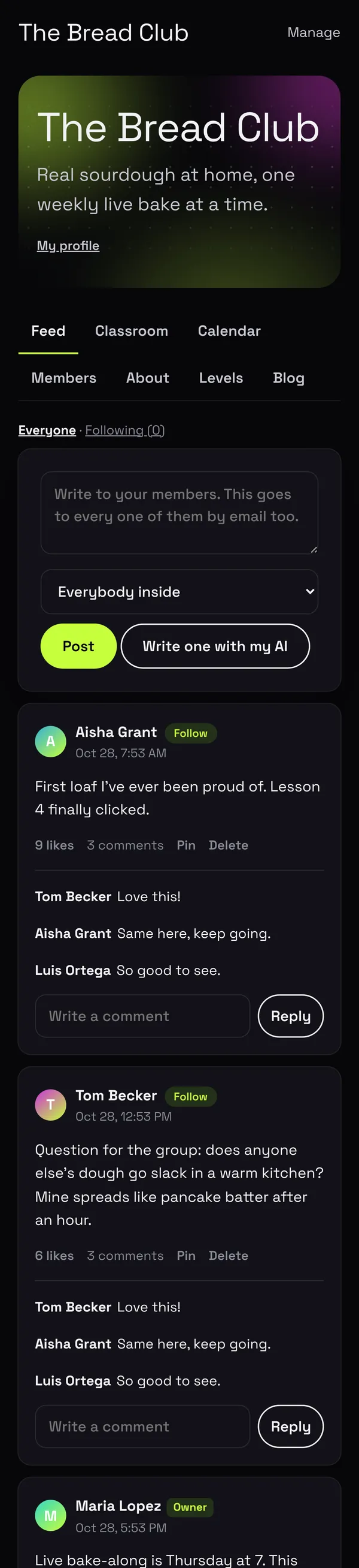 The feed on a phone